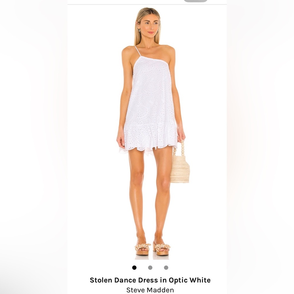 Steve Madden White Eyelet Sleeveless One shoulder dress